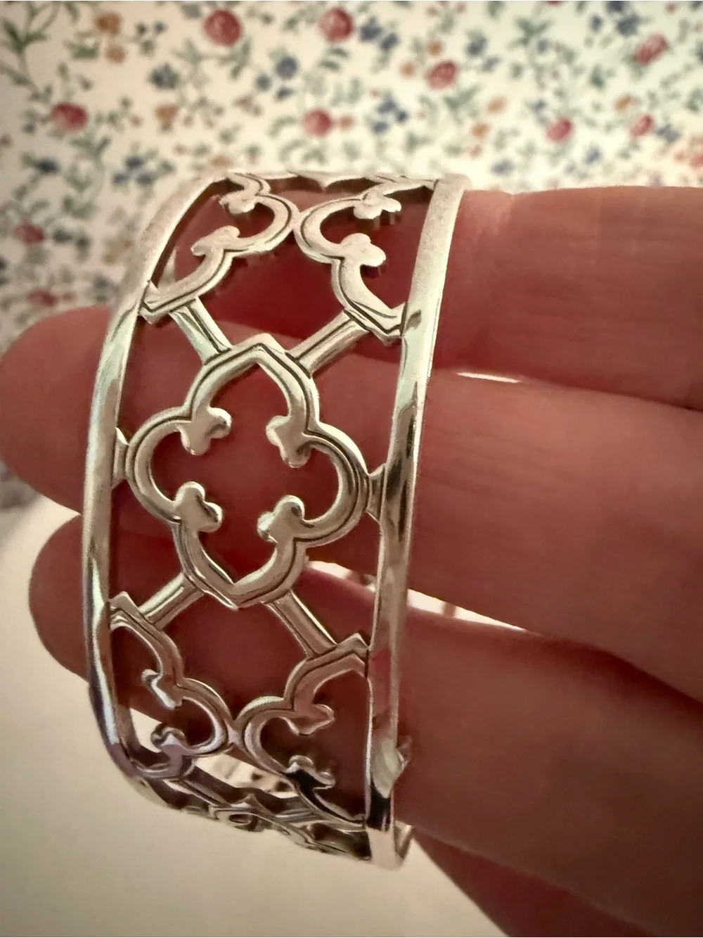 Brighton Silver Openwork Quatrefoil Cuff Bracelet